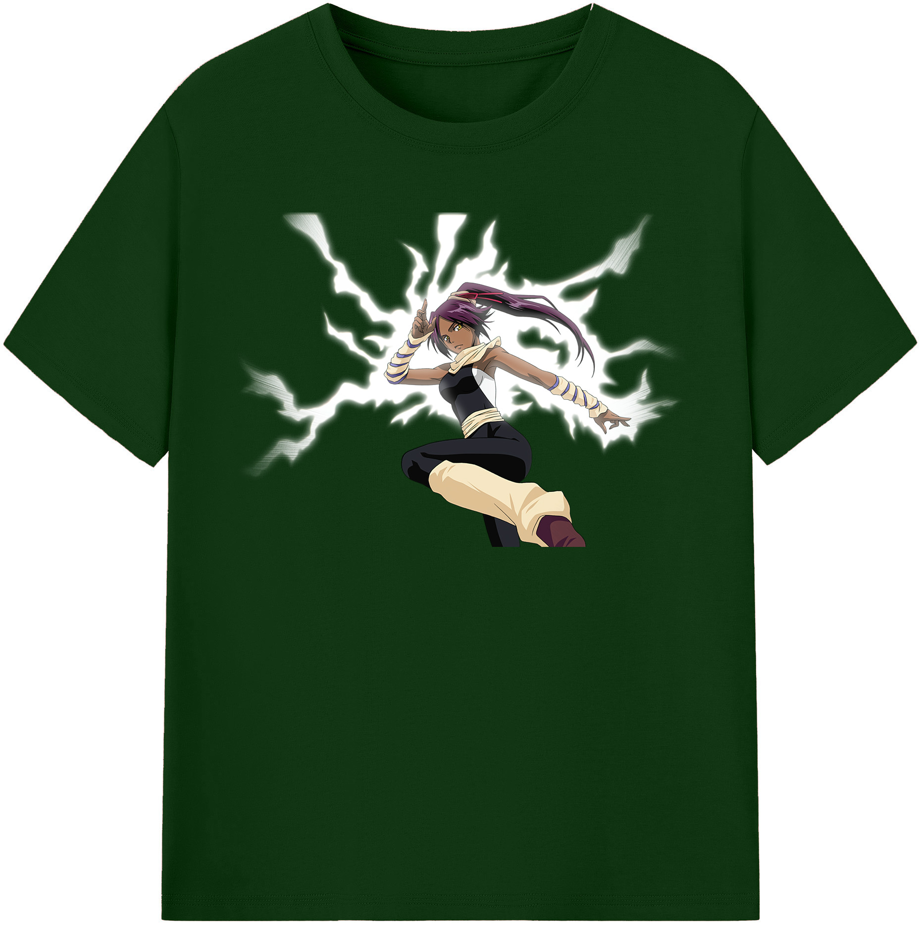 （画像用） ブリーチ 四楓院 夜一（しほういん よるいち） BLEACH Shihouin Yoruichi 綿100％半袖Tシャツ（フロントプリント）